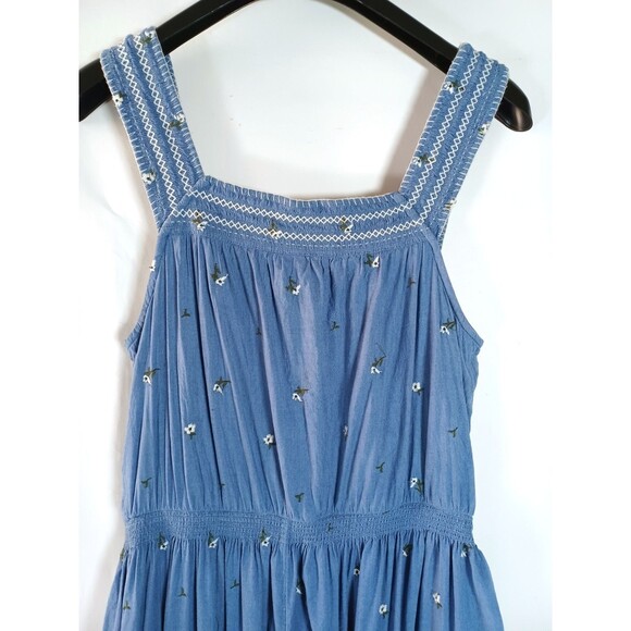 Old Navy Tiered Maxi Dress Large Tall Embroidered Cottage Boho Western Beachy - Picture 5 of 10